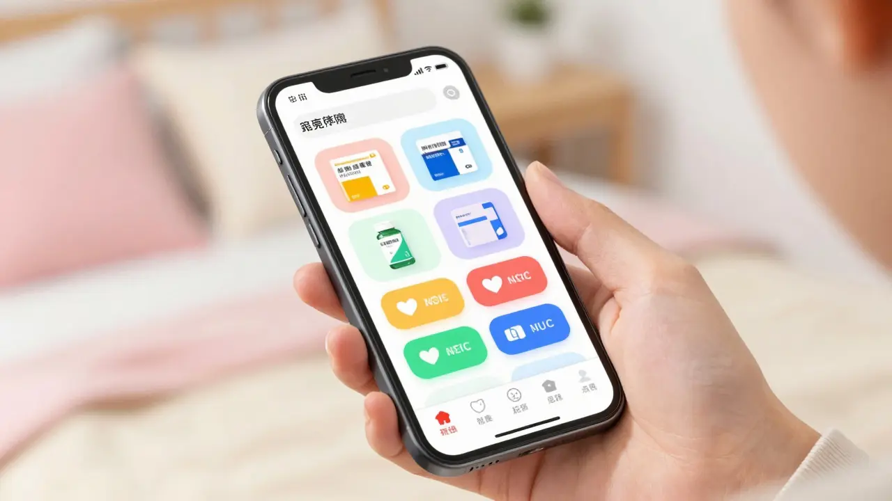 Anime character using a smartphone to buy allergy medication online