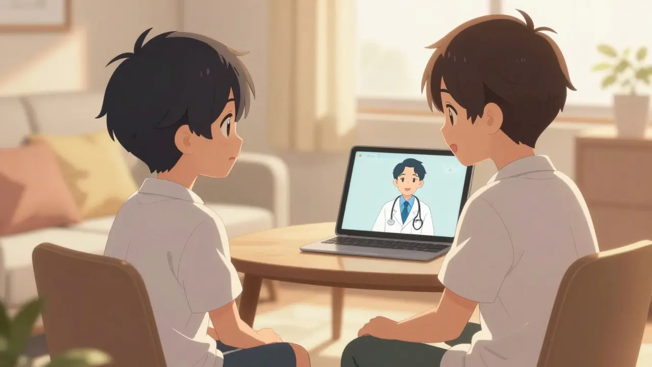 Man having a safe telemedicine consultation with a doctor via tablet